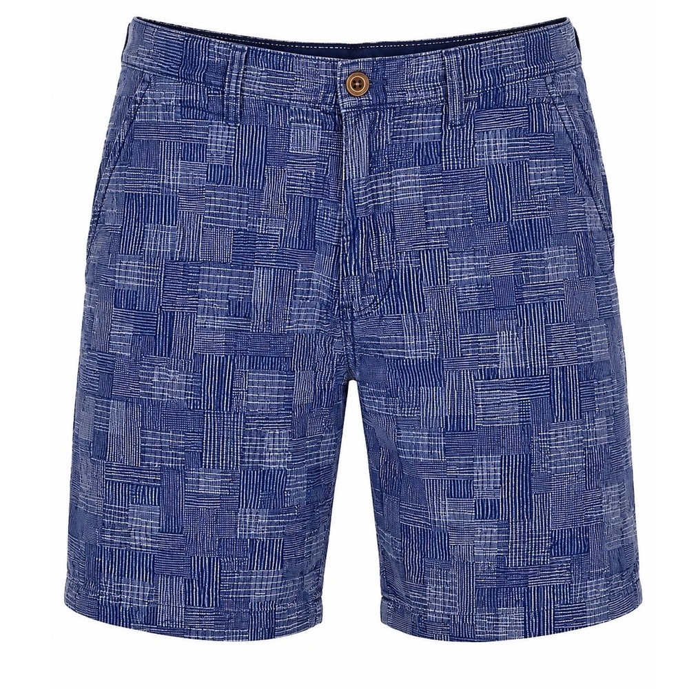 Caribbean Joe Patchwork Short Size 34 Blue Textured Coastal Resort Nautical